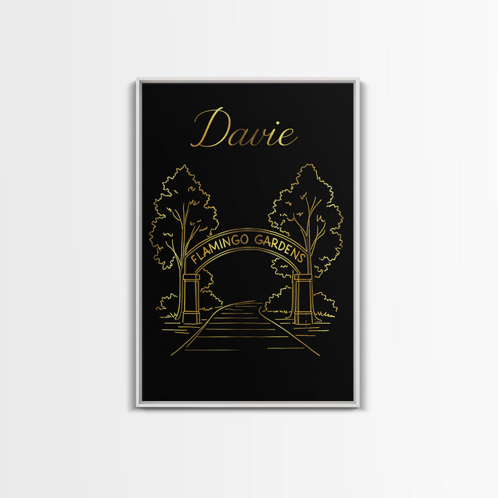 Davie Florida Travel Poster, Canvas Print, Gold Outline Poster Art, Davie Art Print, Modern Wall Decor, Travel Poster Art, Wall Art