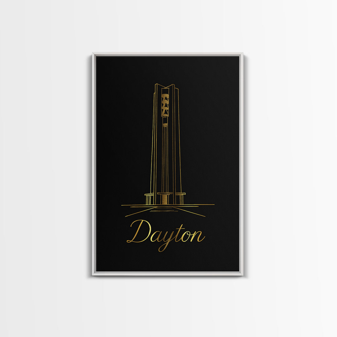 Dayton Ohio Travel Poster, Framed Canvas Print, Dark Minimalist Wall Art, Dayton Travel Art, Travel Poster Art, Travel Poster Set, Wall Art