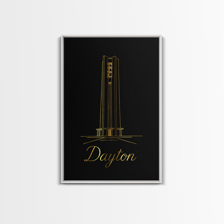 Dayton Ohio Travel Poster, Framed Canvas Print, Dark Minimalist Wall Art, Dayton Travel Art, Travel Poster Art, Travel Poster Set, Wall Art