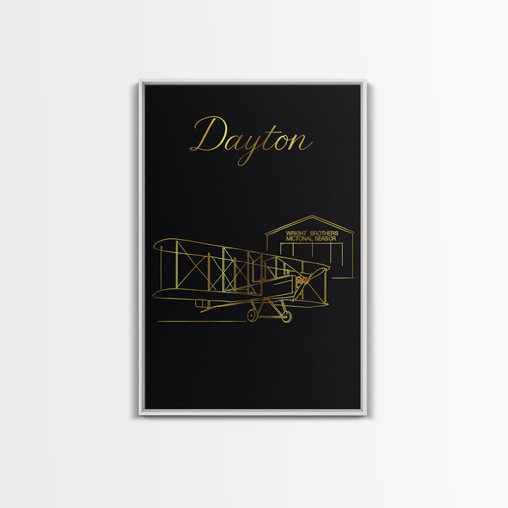 Dayton Travel Poster, Framed Canvas Print, Dark Minimalist Wall Art, Dayton Wall Art, City Travel Prints, Eclectic Wall Decor, Design 2