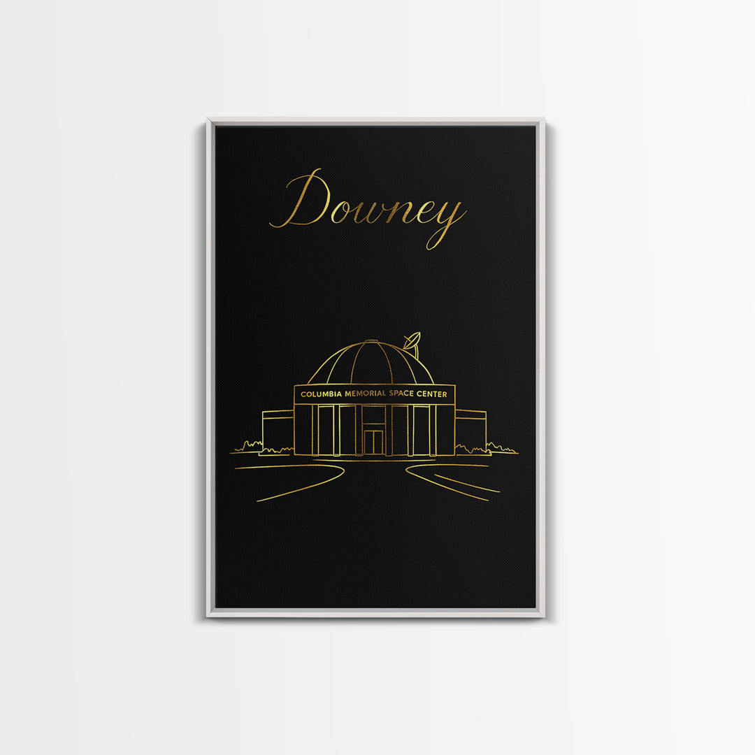 Downey Travel Poster, Framed Canvas Print, Dark Minimalist Wall Art, Downey Poster Print, Travel Poster Art, Travel Wall Art, Design 2