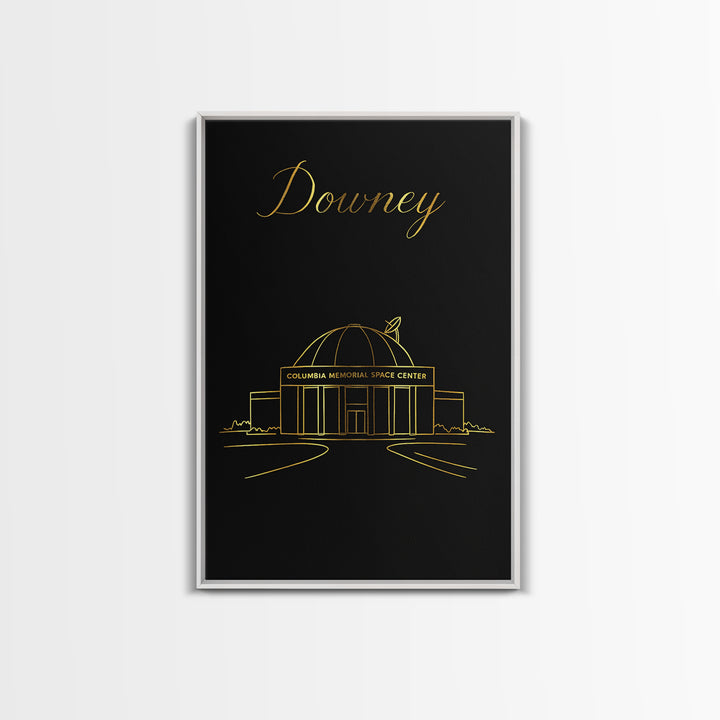 Downey Travel Poster, Framed Canvas Print, Dark Minimalist Wall Art, Downey Poster Print, Travel Poster Art, Travel Wall Art, Design 2