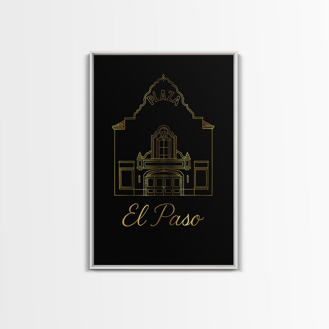 El Paso Travel Poster, Canvas Print, Black Gold Minimalist Art, El Paso Wall Art, City Travel Prints, City Art Print, Travel Poster Set