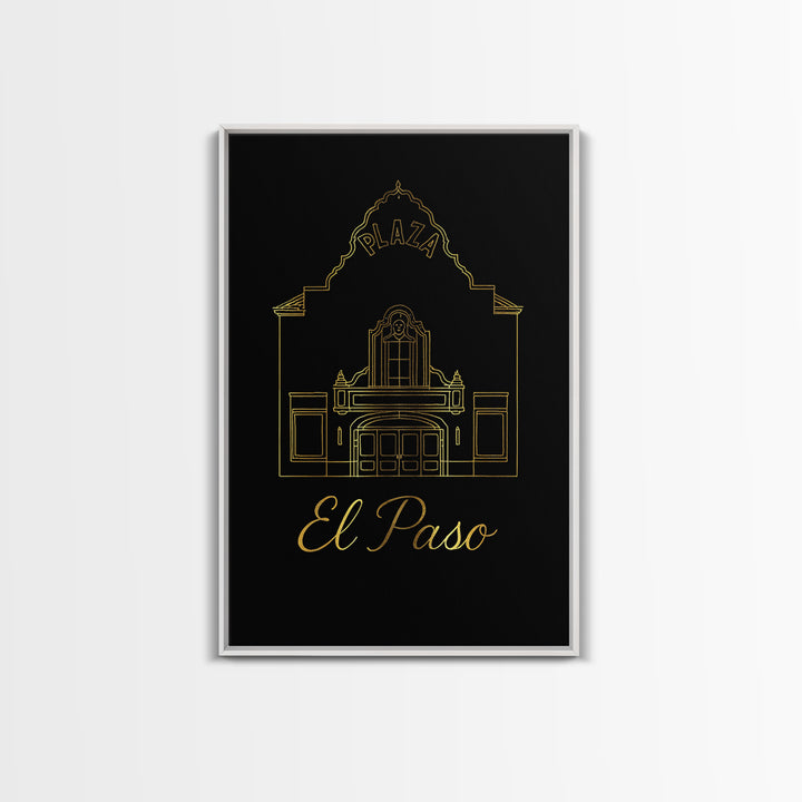 El Paso Travel Poster, Canvas Print, Black Gold Minimalist Art, El Paso Wall Art, City Travel Prints, City Art Print, Travel Poster Set