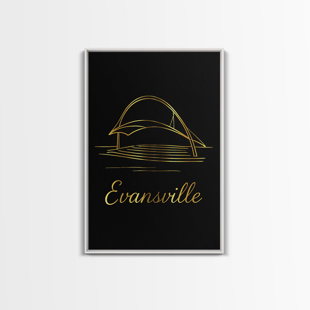 Evansville Travel Poster, Canvas Print, Dark Minimalist Wall Art, Evansville Travel Art, Mid Century Wall Art, Travel Poster Set