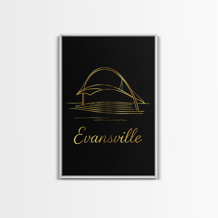 Evansville Travel Poster, Canvas Print, Dark Minimalist Wall Art, Evansville Travel Art, Mid Century Wall Art, Travel Poster Set