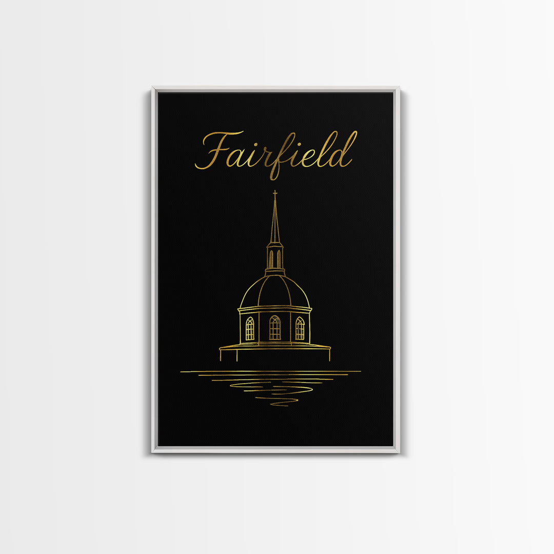 Fairfield California Travel Poster, Canvas Print, Minimalist Gold Line Art, Fairfield Art Print, Gift For Travelers, Home Office Decor