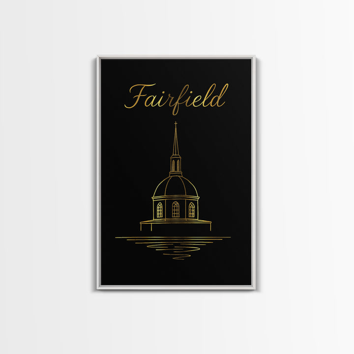 Fairfield California Travel Poster, Canvas Print, Minimalist Gold Line Art, Fairfield Art Print, Gift For Travelers, Home Office Decor