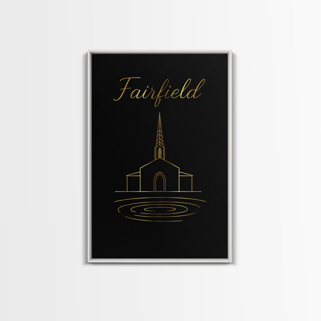 Fairfield Travel Poster, Canvas Print, Black Gold Minimalist Art, Fairfield Art Print, Fine Art Print, Vintage City Art, Travel Poster Set
