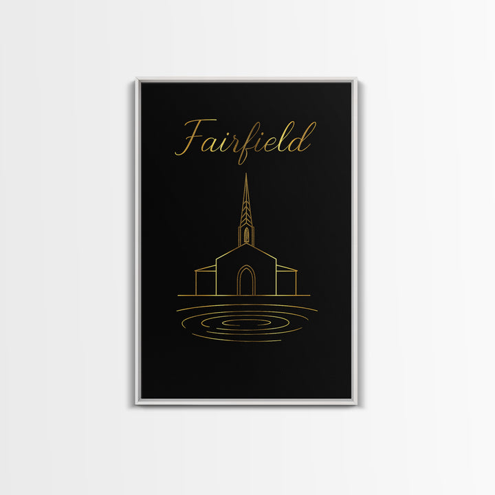 Fairfield Travel Poster, Canvas Print, Black Gold Minimalist Art, Fairfield Art Print, Fine Art Print, Vintage City Art, Travel Poster Set