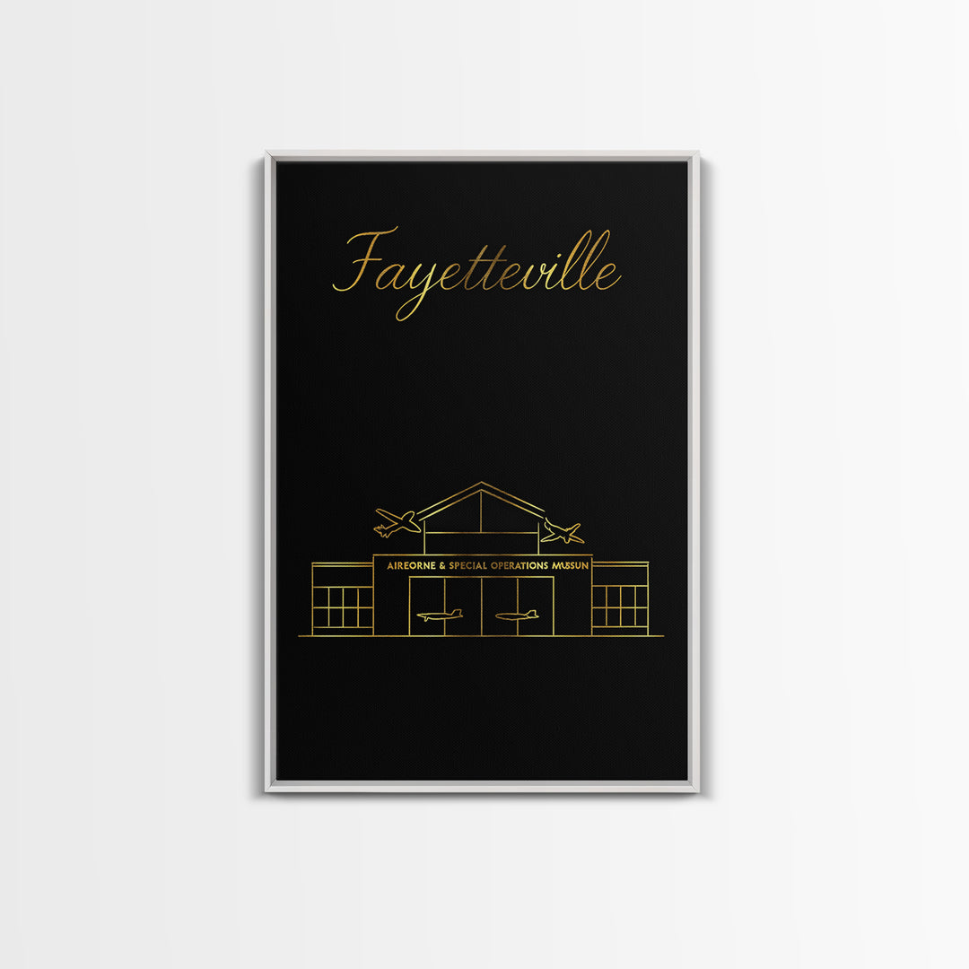 Fayetteville Travel Poster, Canvas Print, Black Gold Minimalist Art, Fayetteville Wall Art, Travel Art Print, Home Office Decor