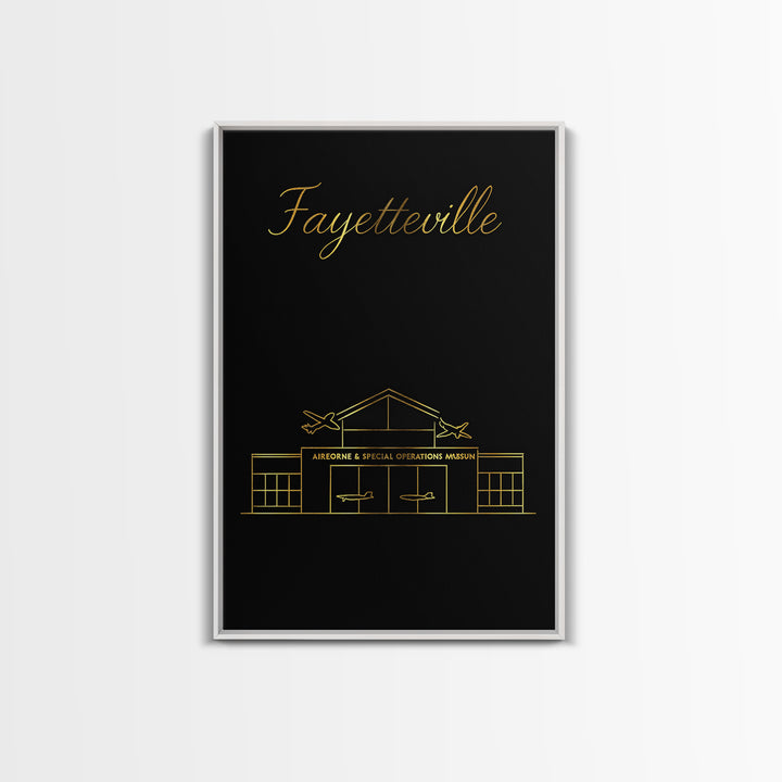 Fayetteville Travel Poster, Canvas Print, Black Gold Minimalist Art, Fayetteville Wall Art, Travel Art Print, Home Office Decor