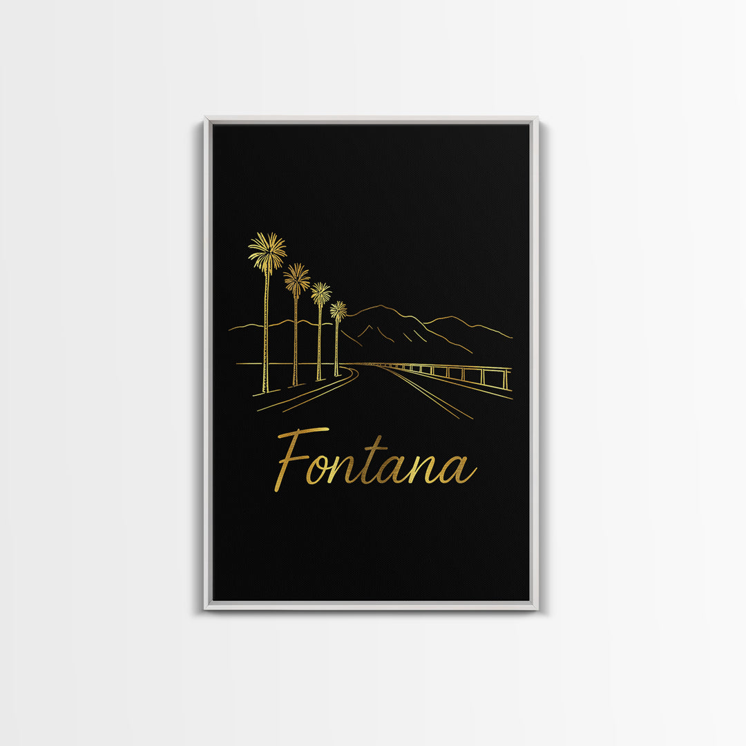 Fontana Travel Poster, Framed Canvas Print, Dark Minimalist Wall Art, Fontana Poster Print, Travel Wall Art, Fine Art Print, Retro Poster