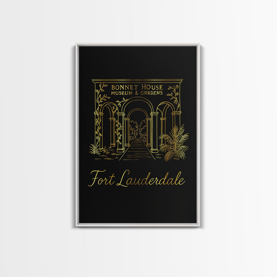 Fort Lauderdale Florida Travel Poster, Canvas Print, Black Gold Minimalist Art, Fort Lauderdale Wall Art, Travel Wall Art, Home Office Decor