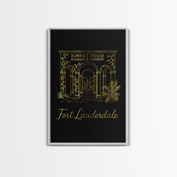 Fort Lauderdale Florida Travel Poster, Canvas Print, Black Gold Minimalist Art, Fort Lauderdale Wall Art, Travel Wall Art, Home Office Decor