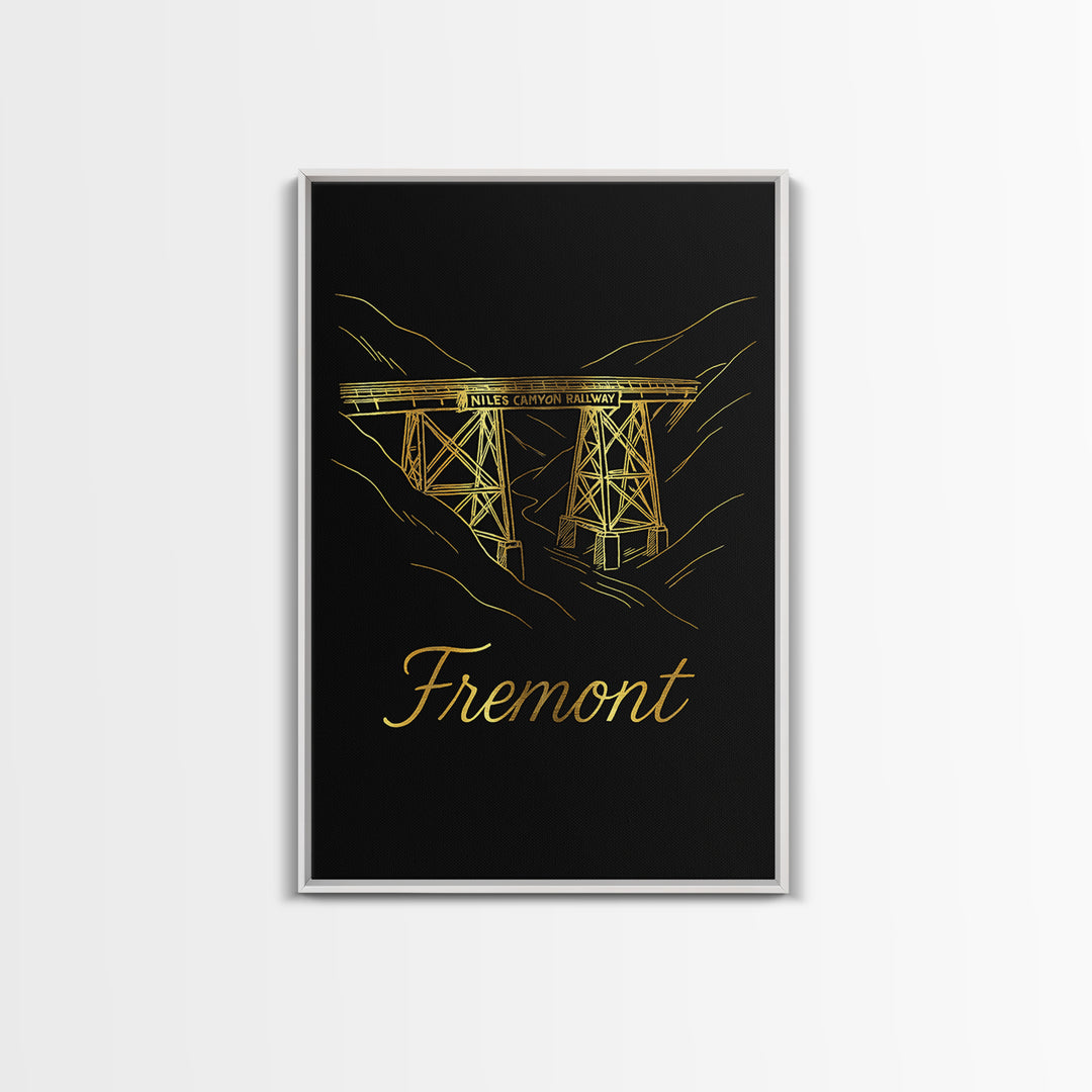 Fremont California Travel Poster, Canvas Print, Dark Minimalist Wall Art, Fremont City Art, Wanderlust Decor, Home Office Decor, Wall Art