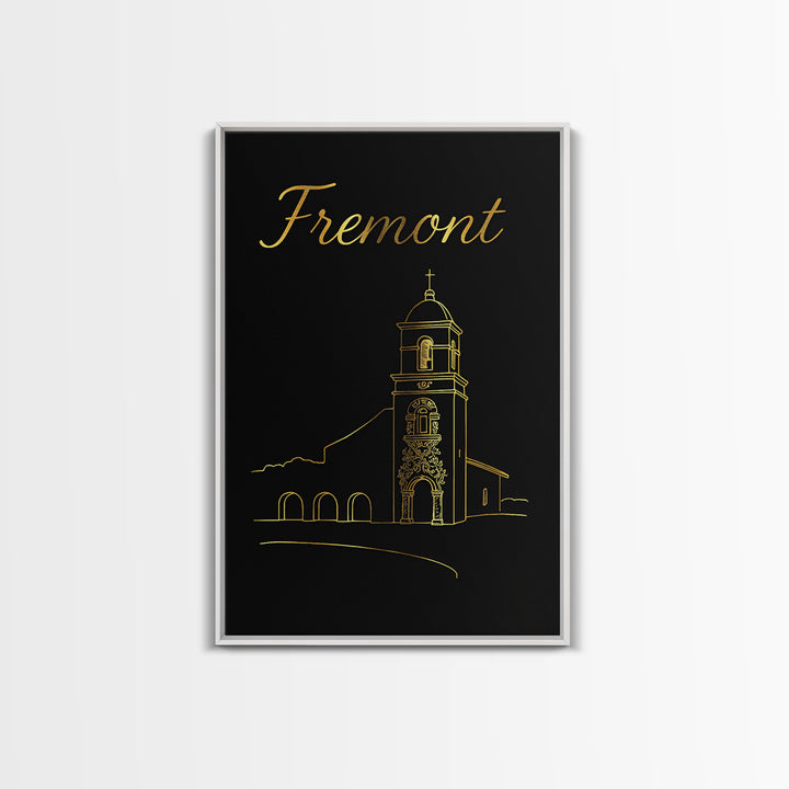 Fremont Travel Poster, Canvas Print, Gold Outline Poster Art, Fremont Art Print, Travel Wall Art, Travel Art Print, Eclectic Wall Decor