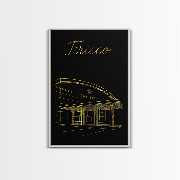 Frisco Travel Poster, Framed Canvas Print, Minimalist Gold Line Art, Frisco Travel Art, Home Office Decor, City Travel Prints, Wall Art
