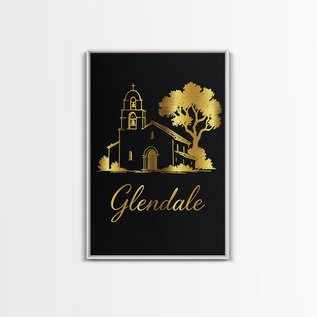 Glendale Arizona Travel Poster, Canvas Print, Black Gold Minimalist Art, Glendale City Art, Fine Art Print, Wall Decor, Wanderlust Decor