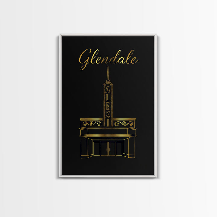 Glendale Travel Poster, Framed Canvas Print, Dark Minimalist Wall Art, Glendale Wall Art, Travel Poster Set, City Art Print, Travel Decor