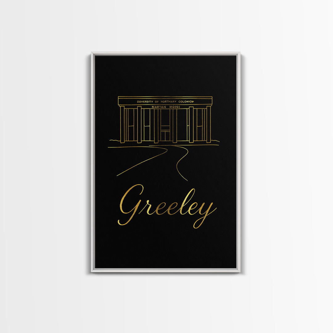 Greeley Travel Poster, Canvas Print, Gold Outline Poster Art, Greeley Art Print, City Art Print, Mid Century Wall Art, Travel Poster Set