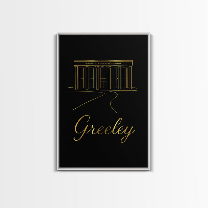 Greeley Travel Poster, Canvas Print, Gold Outline Poster Art, Greeley Art Print, City Art Print, Mid Century Wall Art, Travel Poster Set