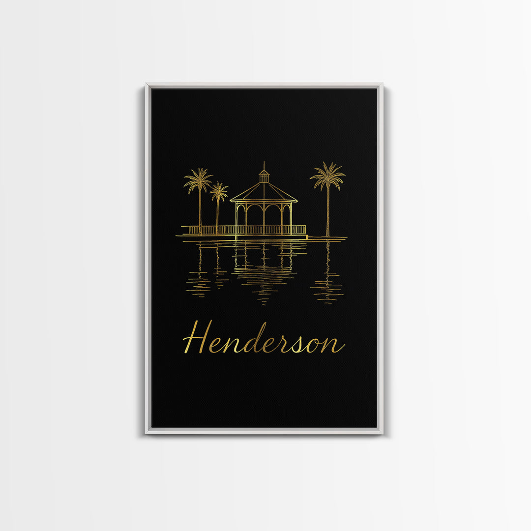 Henderson Travel Poster, Canvas Print, Gold Outline Poster Art, Henderson City Art, Travel Poster Art, Mid Century Wall Art, Travel Gift