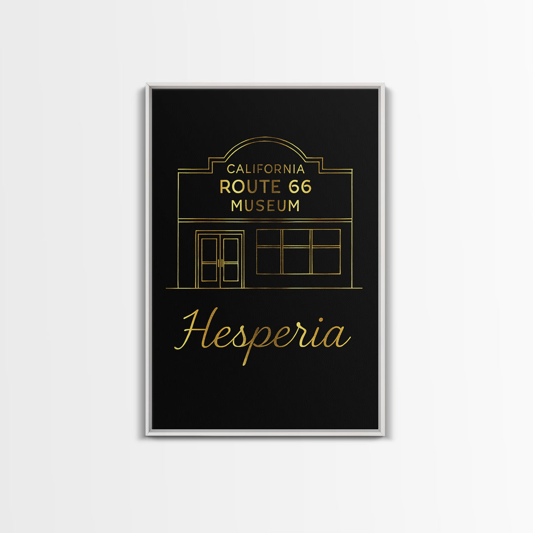 Hesperia California Travel Poster, Canvas Print, Gold Outline Poster Art, Hesperia Poster Print, Fine Art Print, Office Decor, Wall Decor