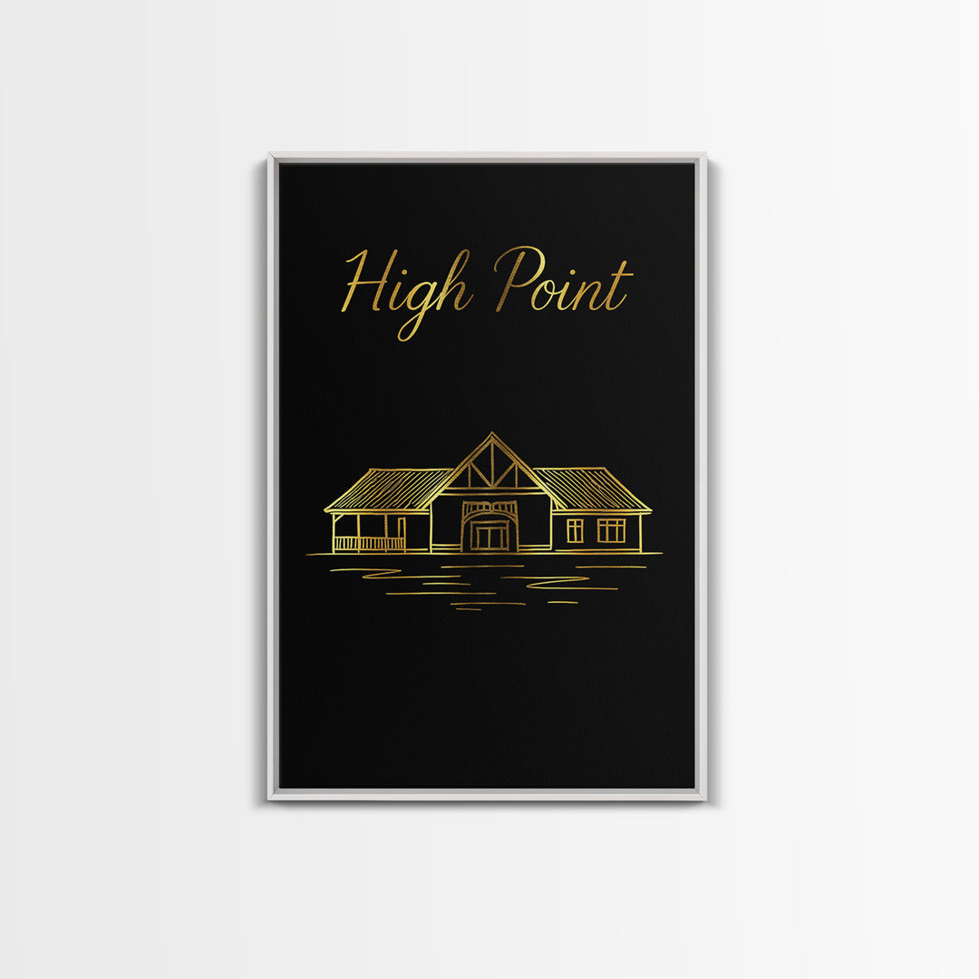 High Point North Carolina Travel Poster, Canvas Print, Dark Minimalist Wall Art, High Point Poster Print, Poster Art, City Travel Prints