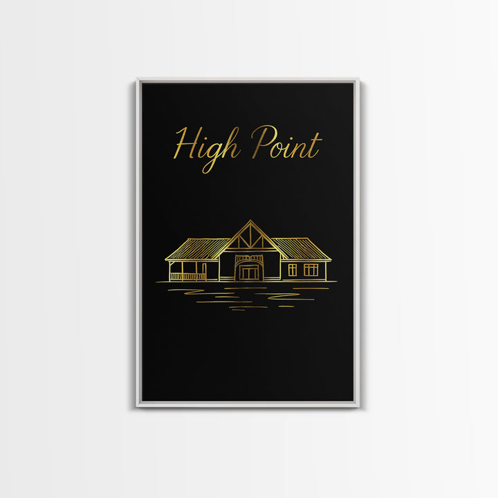 High Point North Carolina Travel Poster, Canvas Print, Dark Minimalist Wall Art, High Point Poster Print, Poster Art, City Travel Prints
