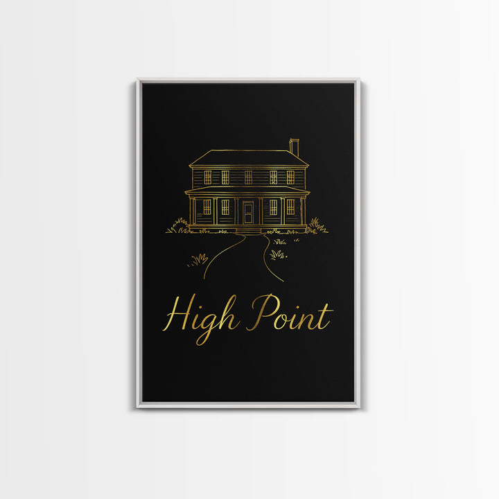 High Point Travel Poster, Framed Canvas Print, Gold Outline Poster Art, High Point Art Print, Travel Poster Art, Travel Wall Art