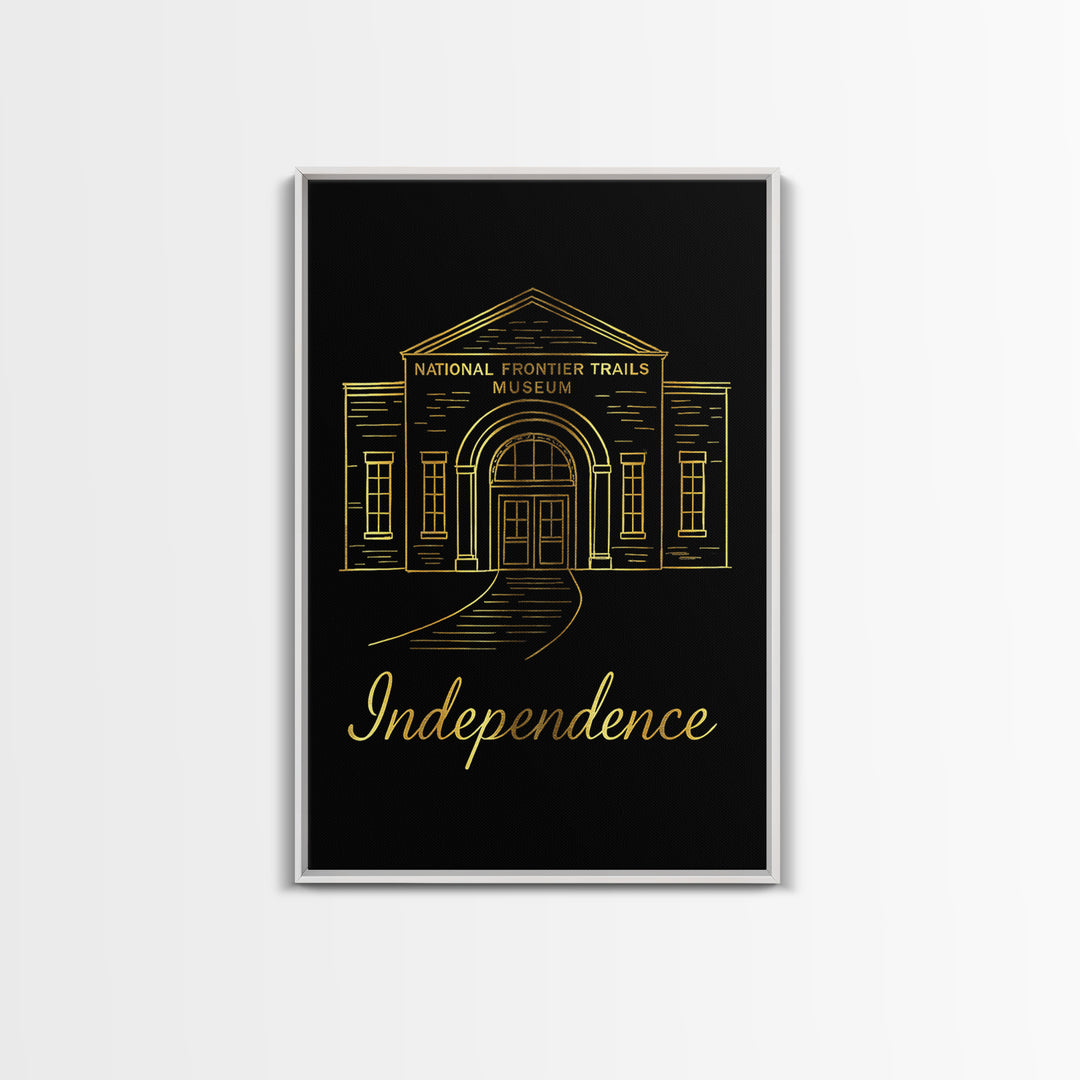 Independence Missouri Travel Poster, Canvas Print, Minimalist Gold Line Art, Independence Travel Art, Travel Prints, Vintage City Poster