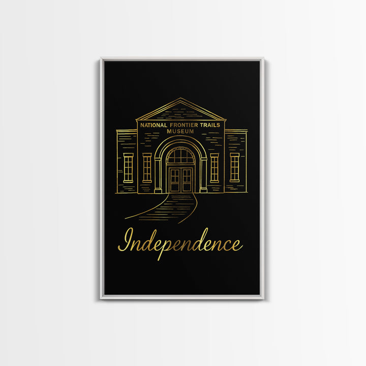 Independence Missouri Travel Poster, Canvas Print, Minimalist Gold Line Art, Independence Travel Art, Travel Prints, Vintage City Poster