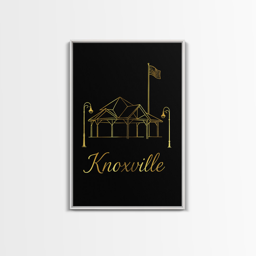 Knoxville Travel Poster, Canvas Print, Dark Minimalist Wall Art, Knoxville City Art, Retro Travel Print, City Art Print, City Illustration