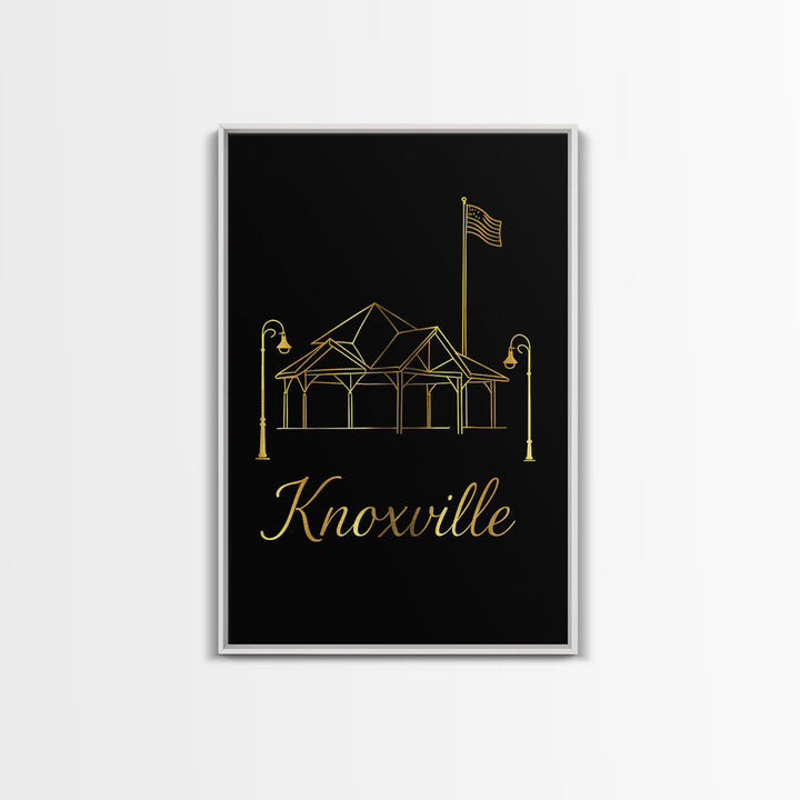 Knoxville Travel Poster, Canvas Print, Dark Minimalist Wall Art, Knoxville City Art, Retro Travel Print, City Art Print, City Illustration