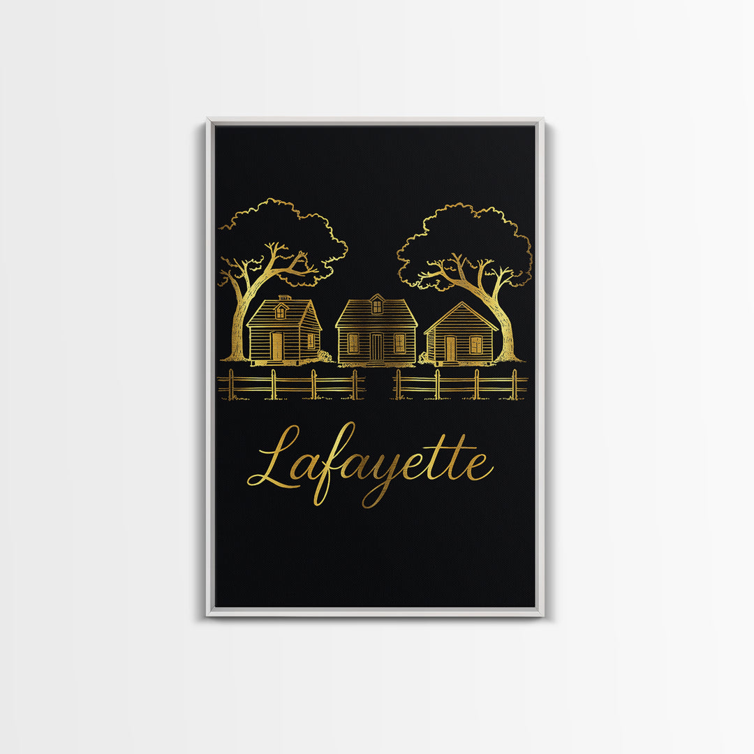 Lafayette Louisiana Travel Poster, Canvas Print, Dark Minimalist Wall Art, Lafayette Poster Print, Home Office Decor, Retro Travel Print