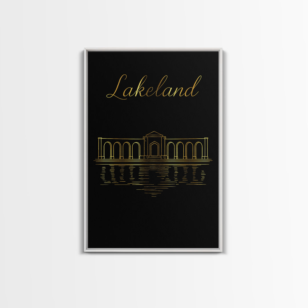 Lakeland Florida Travel Poster, Canvas Print, Dark Minimalist Wall Art, Lakeland Wall Art, Travel Art Print, Modern Wall Decor, Wall Decor