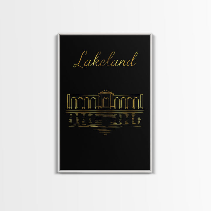 Lakeland Florida Travel Poster, Canvas Print, Dark Minimalist Wall Art, Lakeland Wall Art, Travel Art Print, Modern Wall Decor, Wall Decor