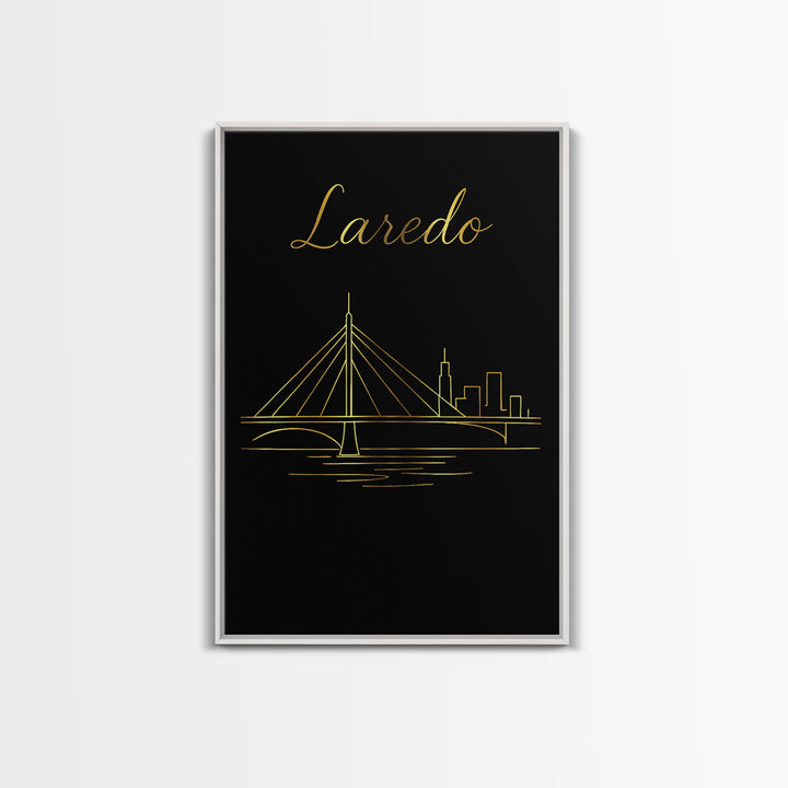 Laredo Texas Travel Poster, Canvas Print, Dark Minimalist Wall Art, Laredo City Art, Fine Art Print, Travel Poster Set, Home Office Decor
