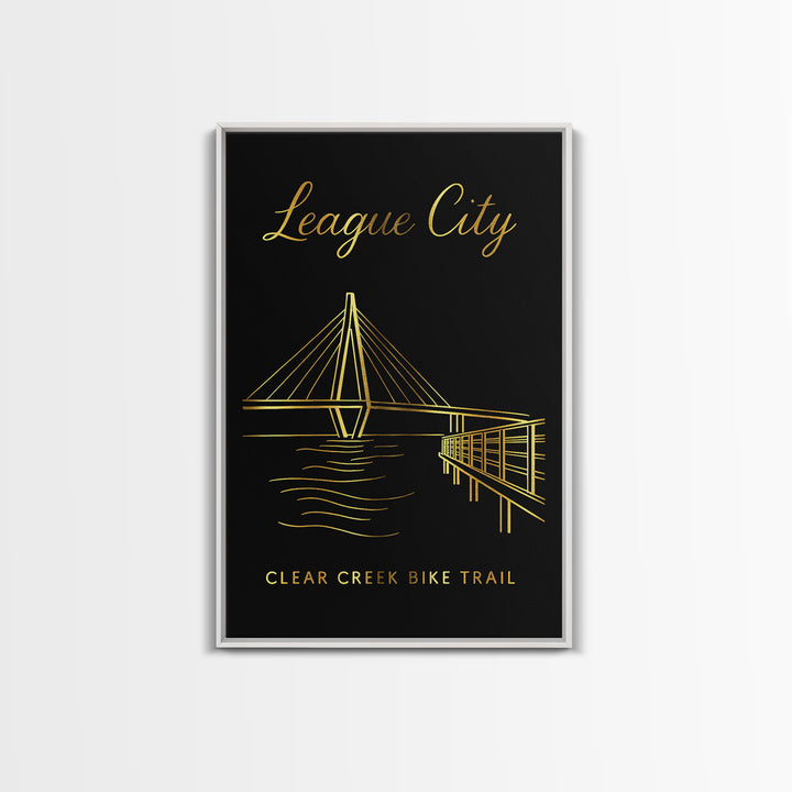 League City Travel Poster, Canvas Print, Dark Minimalist Wall Art, League City Wall Art, Travel Art Print, Gift For Travelers, Design 4