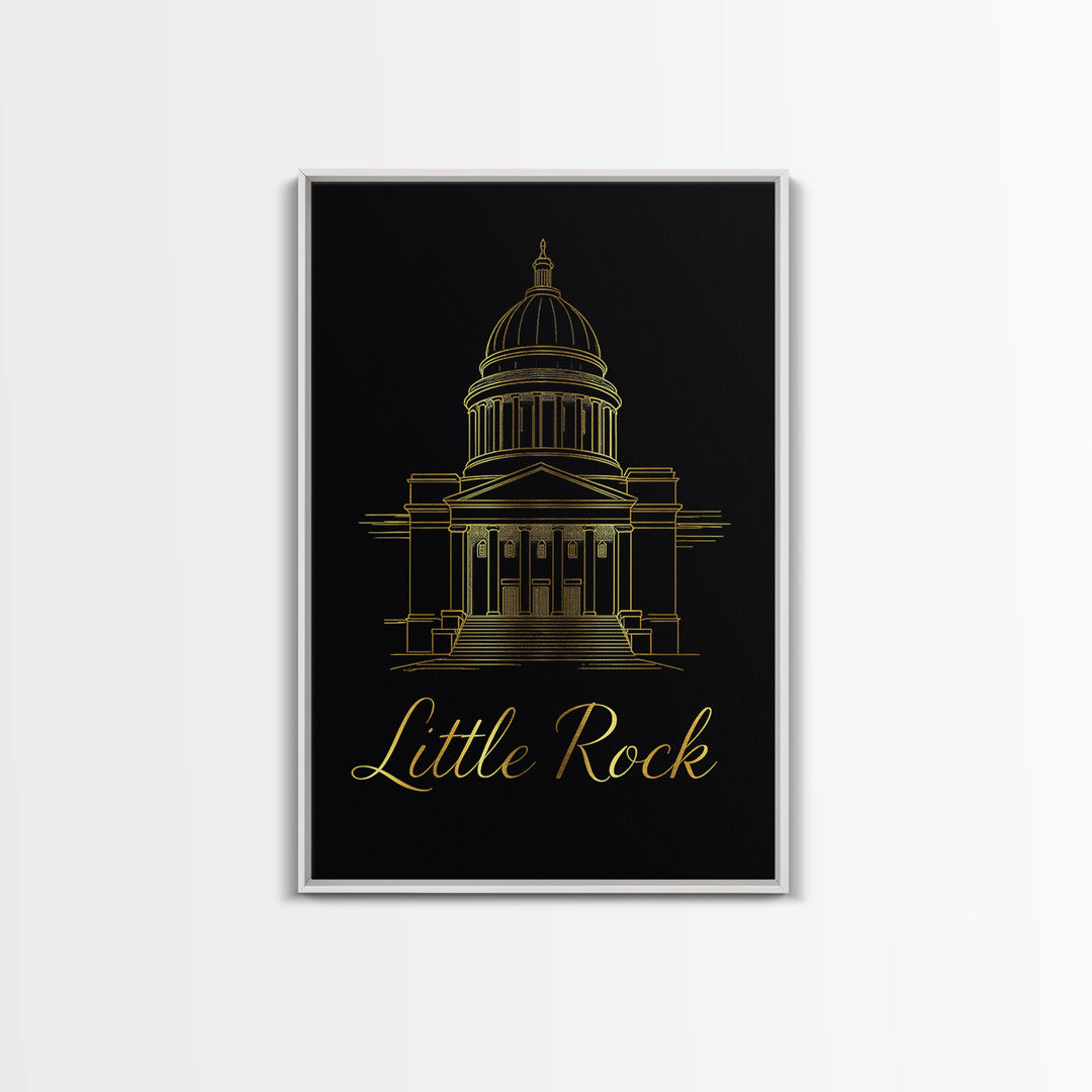 Little Rock Arkansas Travel Poster, Canvas Print, Dark Minimalist Wall Art, Little Rock City Art, Living Room Wall Art, Eclectic Wall Decor