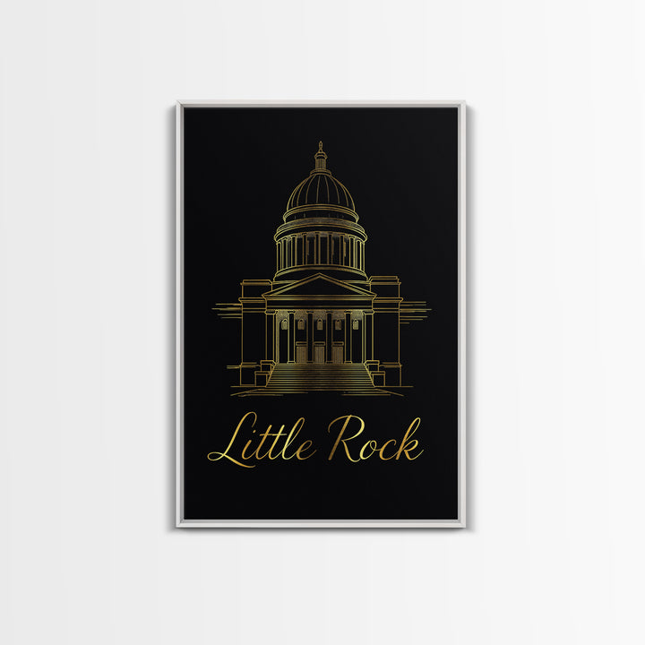 Little Rock Arkansas Travel Poster, Canvas Print, Dark Minimalist Wall Art, Little Rock City Art, Living Room Wall Art, Eclectic Wall Decor