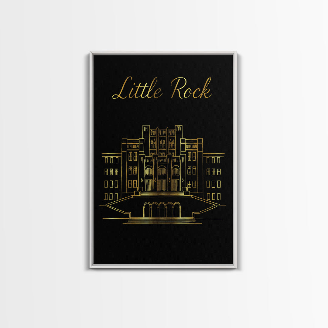 Little Rock Travel Poster, Canvas Print, Dark Minimalist Wall Art, Little Rock Art Print, Mid Century Wall Art, Eclectic Wall Decor