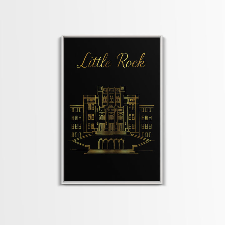Little Rock Travel Poster, Canvas Print, Dark Minimalist Wall Art, Little Rock Art Print, Mid Century Wall Art, Eclectic Wall Decor