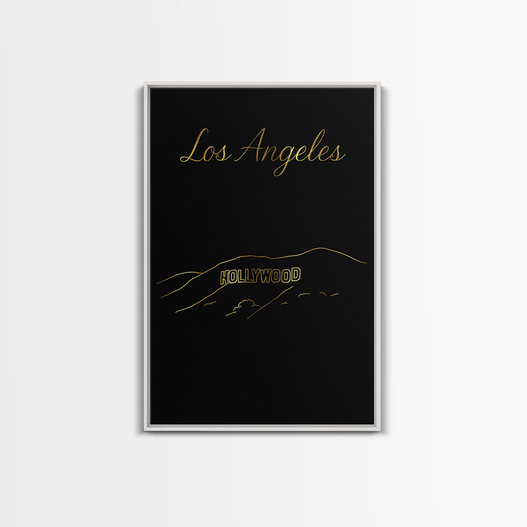 Los Angeles Travel Poster, Framed Canvas Print, Dark Minimalist Wall Art, Los Angeles Wall Art, Travel Art Print, Vintage Travel Art