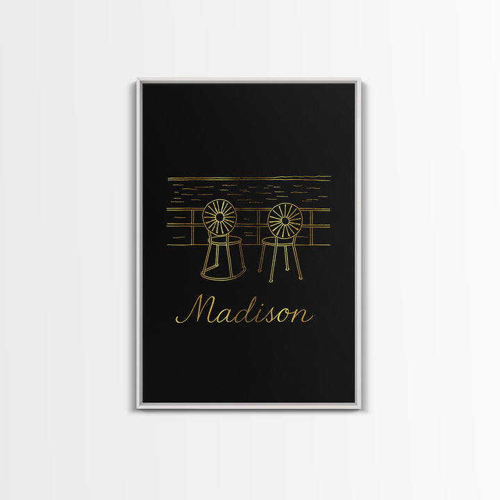 Madison Wisconsin Travel Poster, Canvas Print, Dark Minimalist Wall Art, Madison Travel Art, Wanderlust Decor, Poster Art