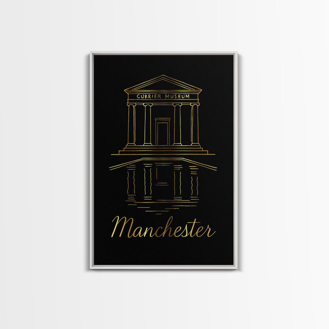 Manchester Travel Poster, Framed Canvas Print, Dark Minimalist Wall Art, Manchester City Art, Travel Wall Decor, Mid Century Wall Art