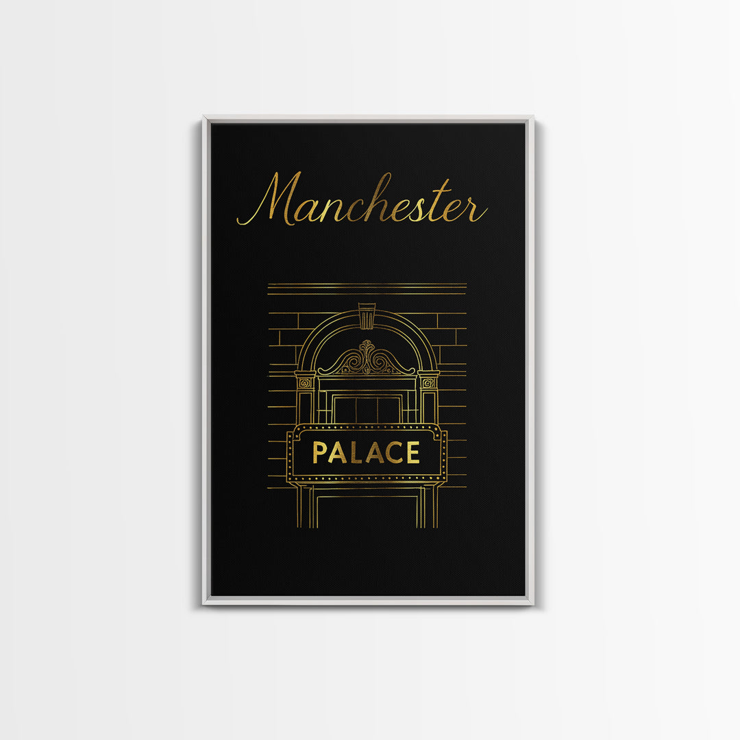 Manchester Travel Poster, Canvas Print, Minimalist Gold Line Art, Manchester Travel Art, Travel Wall Art, Vintage City Art, Poster Art