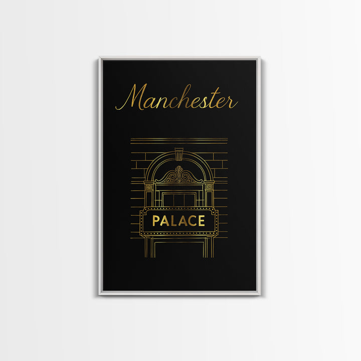 Manchester Travel Poster, Canvas Print, Minimalist Gold Line Art, Manchester Travel Art, Travel Wall Art, Vintage City Art, Poster Art
