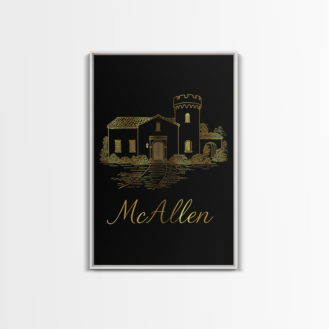 Mcallen Travel Poster, Canvas Print, Dark Minimalist Wall Art, Mcallen Poster Print, Travel Wall Decor, Retro Travel Print, Travel Posters
